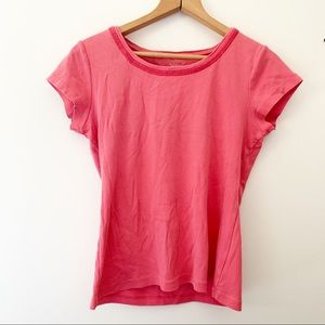 Coldwater Creek Organic Pink Embroidered T-Shirt